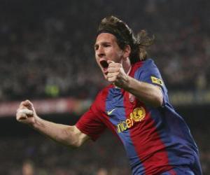 Puzzle Lionel Messi γιορτάζει ένα γκολ
